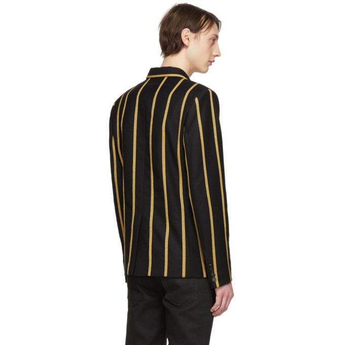 Gabardine Rayé Saint LaurentBlazer Sku En Noir De Laine 191418m195004 OnP8wk0X