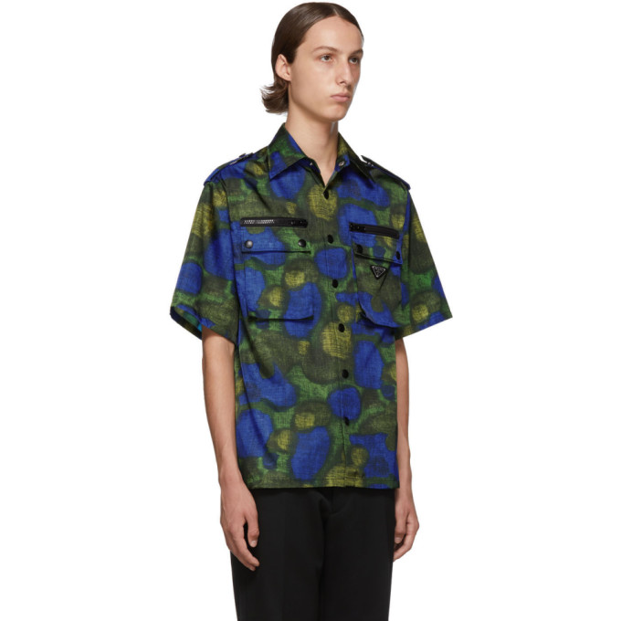 Bottle Print Sku Verte Bleue PradaChemise De 192962m192041 Et Bowling 6ybf7Yg